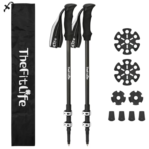 TheFitLife トレッキングポール カーボン 登山 ストック 軽量 57-120cm伸縮 ウォーキングポール ウォーキングステッキ 2本セット 登山杖 登山ポール 山登り ステッキ ハイキングポール 男性 女性 の通販は 6,027円