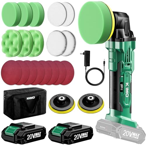 KIMO ポリッシャー 車 電動ポリッシャー 充電式ポリッシャー コードレス 2.0AHバッテリー*2個 6段変速 大直径バフで効率アップ 研磨 軽量 車用 車磨き 家庭用 ホイール磨き 艶出し 傷消し ・充の通販は 11,977円