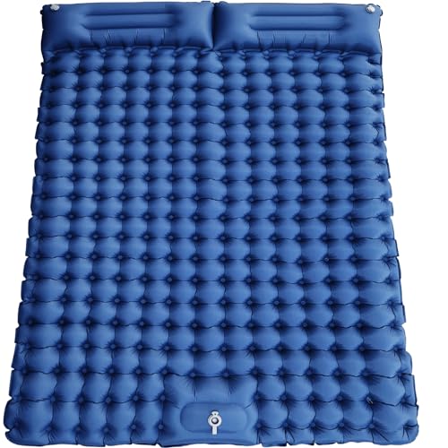 キャンプマット ダブル エアーマット 厚さ10cm テントマット アウトドアマット 足踏み式 枕付き 防水防潮 寝心地良い 軽量 コンパクト 耐久性 昼寝用 車中泊 防災マット 収納袋付き 持ち運びの通販は