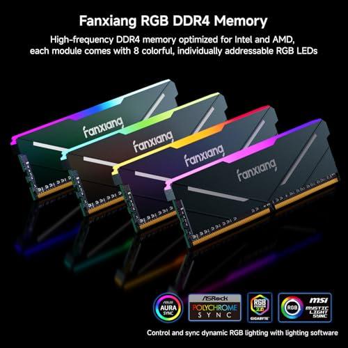 Fanxiang DDR4 3600Mhz 8GBx2枚 デスクトップPC用メモリ（RGB発光型）LEDライト ヒートシンク付き PC RAM XMP2.0対応 高性能 低消費電力 ゲームやマルチタスクに最適の通販は