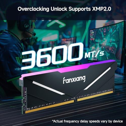 Fanxiang DDR4 3600Mhz 8GBx2枚 デスクトップPC用メモリ（RGB発光型）LEDライト ヒートシンク付き PC RAM XMP2.0対応 高性能 低消費電力 ゲームやマルチタスクに最適の通販は