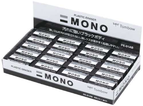 トンボ鉛筆 消しゴム MONO モノブラック PE01 40個 PE-01AB-40P