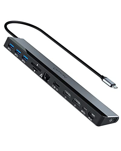 NewQ USB C ラップトップ ドッキングステーション:12-in-1 USB-C ハブ デュアルHDMI 4K@30*60Hz、4*USB-A、USB-C、オーディオ、イーサネ
