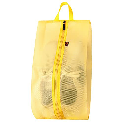 VILAU シューズバッグ シューズケース 半透明 靴入れ 軽量 防水 スポーツ アウトドア シューズバック 収納バッグ イエロー