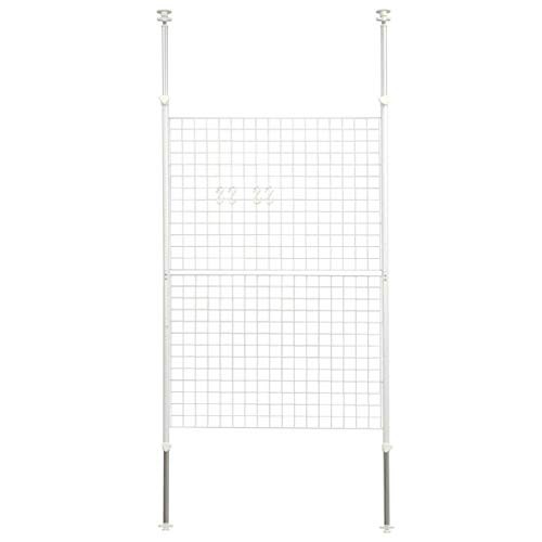 [山善] 突っ張り パーテーション (ワイヤータイプ) 幅90*奥行5*高さ166.5-295.5cm (フック4個付き) 壁掛け 収納 壁面収納 天井 間仕切り 組立品 ホワイト SP-90(W)の通販は