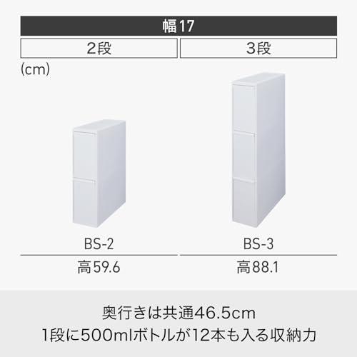 ライクイット (like-it) フタ付きゴミ箱 分別引出しステーションスリム3段 幅17*奥行き46.5*高さ88.1cm ホワイト 約42L 日本製 BS-3 分別ペール 大容量 多分別 ダストボックス 別売キャスター取り付