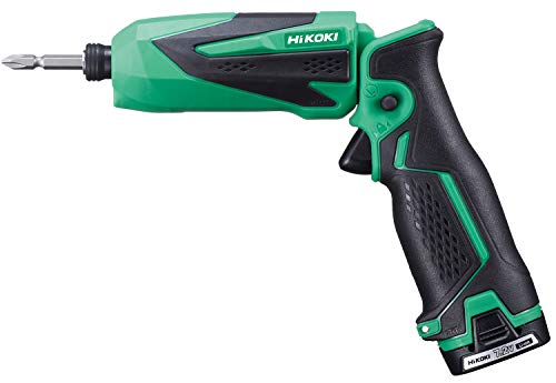 HiKOKI(ハイコーキ) 旧日立工機 7.2V コードレスインパクトドライバー 充電式 1.5Ahリチウムイオン電池、急速充電器、予備電池、ケース付 グリーン WH7DL(2LCSK)