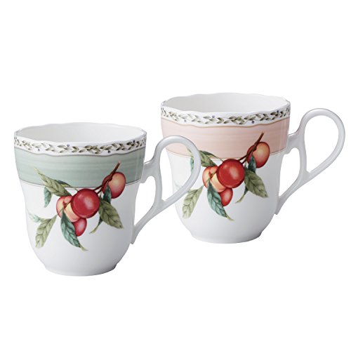 Noritake ノリタケ マグカップ ( 色変り ペアセット ) 375cc オーチャードガーデン 電子レンジ対応 2個 アトモスグリーン ・ スモーキーピンク ボーンチャイナ P97855/4911-12