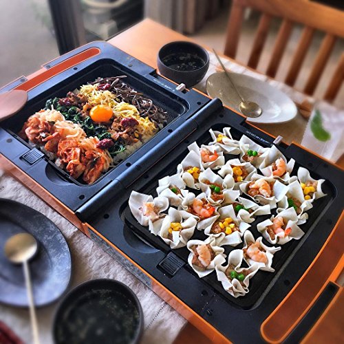アイリスオーヤマ ホットプレート たこ焼き 平面 ホットプレート ディンプル プレート 3枚 折り畳み 両面 角型 左右独立温度設定 オレンジ DPO-133-D_3