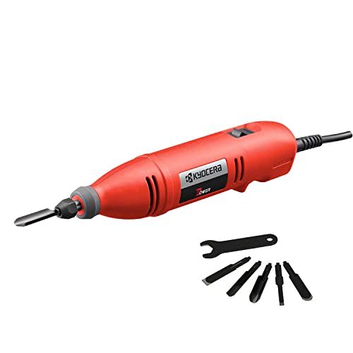 京セラ(Kyocera) 旧リョービ 電動彫刻刀 DC-501F 替刃5本セット 4988204 【お得な替刃セット付 スイッチONで手軽にガラス彫刻や模型工作ができる】 替刃軸寸法 幅5.5*厚さ1.6mm 定格使用時間連続 軽量