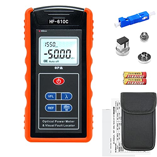 Hi-FIELD 光パワーメーター HF-610C 光ファイバーチェッカー(10km) 一体型 自己校正機能付 全9点セット 日本語説明書 & 日本製電池付 FC/ST/SC/LC