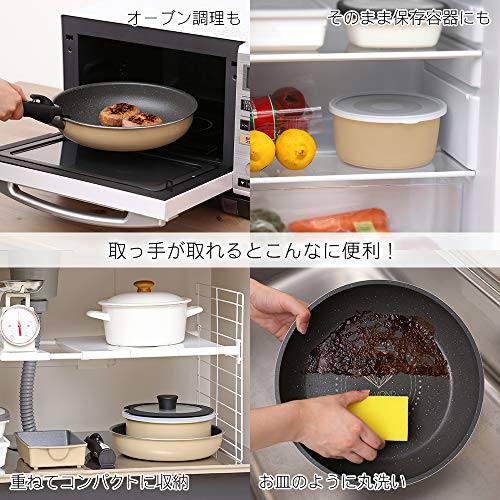アイリスオーヤマ フライパン 鍋 セット フライパンセット 9点 ガス火専用 ガス火 軽量 お手入れ簡単 取っ手のとれる ダイヤモンドコート ダイヤモンドコートパン ベージュ/マーブル GSN-SE9_5