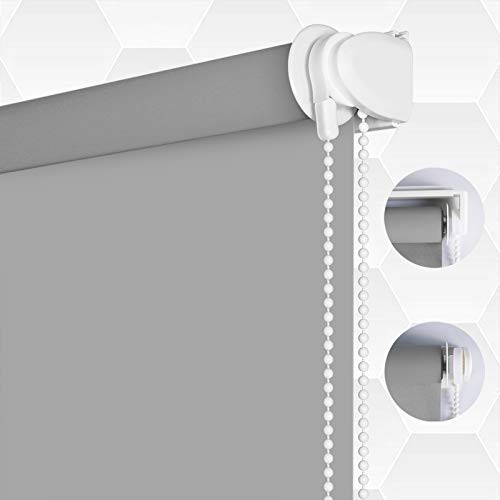 SMONTER ロールスクリーン ロールカーテン 遮光1級 断熱 UVカット 防音 プライバシー保護 簡単取付け （56cm*200cm-グレー）