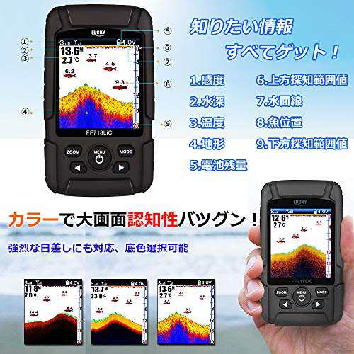 LUCKYLAKER 魚群探知機 ワイヤレス 有線2in1 ポータブル 魚群