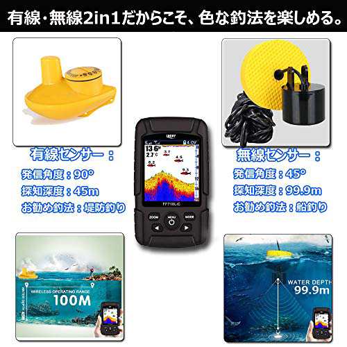 LUCKYLAKER 魚群探知機 ワイヤレス 有線2in1 ポータブル 魚群 LUCKYLAKER 魚群探知機 ワイヤレス 有線2in1 ポータブル 魚群