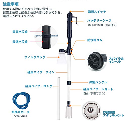 水交換ポンプ 水槽清掃ポンプ クリーナーポンプ 水槽掃除機 電動式 長さ調整 水替え 砂掃除 魚糞清掃 アクアリウム用の通販はau Pay マーケット Goingstore
