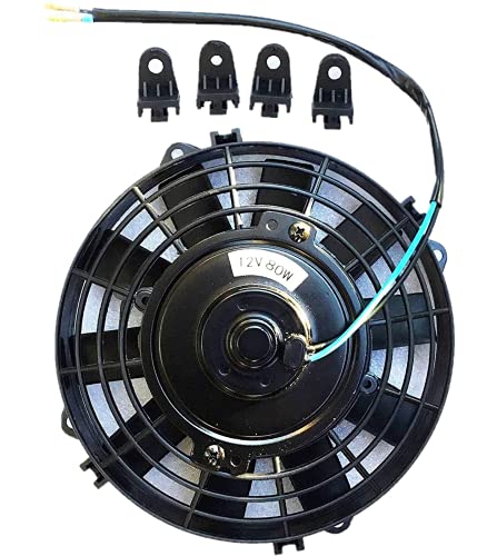 mind items) 8インチ 汎用 電動ファン 薄型 プル式 吸風式 12V 自動車