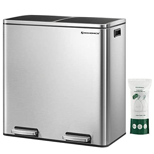 ゴミ箱 ダストボックス 2分別ペダル式 2x30L ステンレス 密閉 音無し 楽天市場】SONGMICS ゴミ箱 2分別 ペダル式 2x30L ステンレス 蓋
