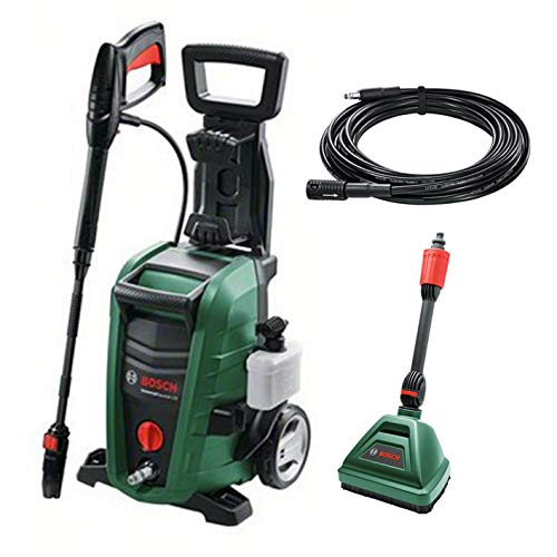 ボッシュ(BOSCH)高圧洗浄機特別セット (6m延長高圧ホース・ブラシ付き水しぶきカバー特別付属)1500W 最大許容圧力12MPa パワフル洗浄 コンパクト収納 [8m高圧・3m水道ホース・車輪付き] UA125J3