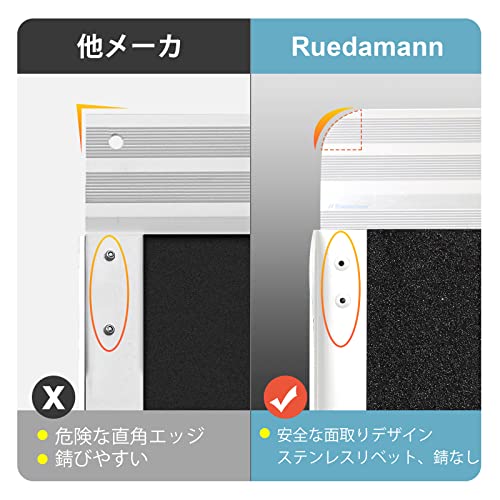 Ruedamann 耐荷重300kg 長さ91cmx幅72cm 滑り止め折り畳み車椅子スロープ アルミブリッジ 車椅子スロープ 介護用アルミスロープ 家 段階 階段 ドアウエー適用