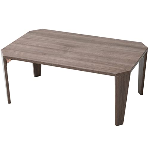 [山善] ローテーブル 折りたたみ 水分・熱に強い天板 傷防止フェルト付き テーブル 幅75*奥行50*高さ32cm 完成品 ブラウン MTWL-7550(WBR)