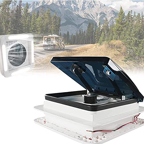 Iproods キャンピングカー ルーフベント 換気扇 排気 換気 双方向空気交換 LEDライト付き (12V14インチ-1) : Iproods キャンピングカー ルーフベントファン 換気扇