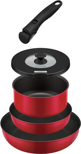 サーモス デュラブルシリーズ 取っ手のとれるフライパン5点セットAB IH対応 レッド KSA-5B R