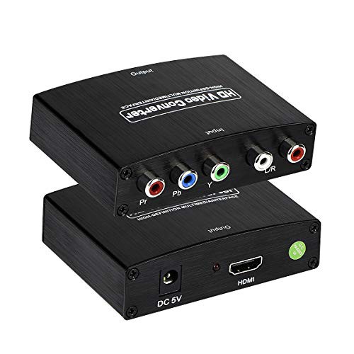 コンポーネント to HDMI コンバーター 変換器 1080P対応 5RCA RGB YPbPr to HDMI コンバータ HDCPオーディオ ビデオ 変換アダプタ HDTV V