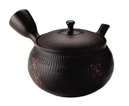 常滑焼 急須 1-207 北龍 16号 黒袋ビリ小花朱出急須