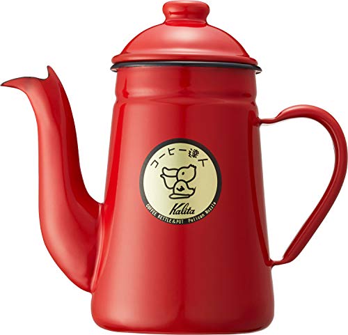 カリタ Kalita コーヒーポット ホーロー 琺瑯 レッド 1000ml 直火 日本製 コーヒー達人 ペリカン 1？ ドリップポット ドリップケトル コーヒー ケトル やかん 喫茶店 カフェ キャンプ アウトドア