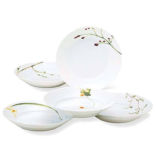 NARUMI(ナルミ) カレー皿 パスタ皿 セット 里花暦(さとはなごよみ) 径21cm グリーン 花柄 5柄セット かわいい 結婚祝い 電子レンジ温め対応 日本製 ギフトボックス付き 40912-32842の通販は 4,723円