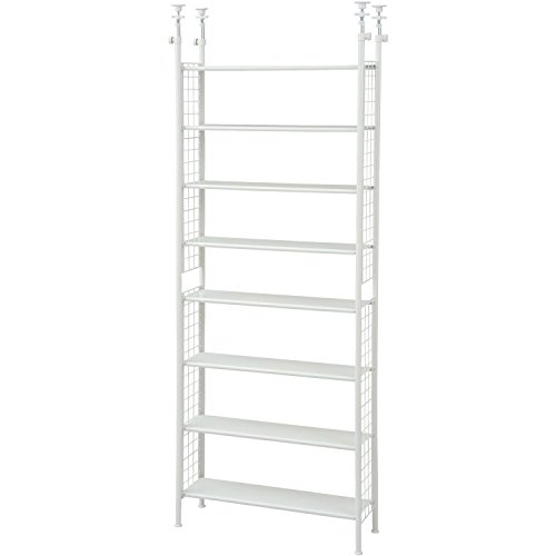 [山善] フリーラック (突っ張り) スリム 幅78*奥行25*高さ209-282cm 棚板耐荷重10kg 棚板の高さが変えられる 壁面収納 本棚 組立品 ホワイト STR-788(WH/WH)