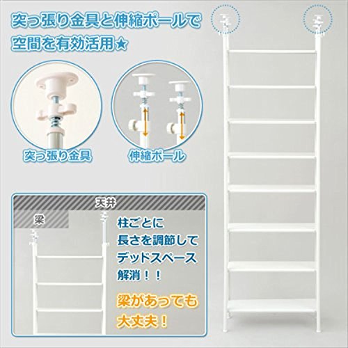 山善] フリーラック (突っ張り) スリム 幅78*奥行25*高さ209-282cm 棚