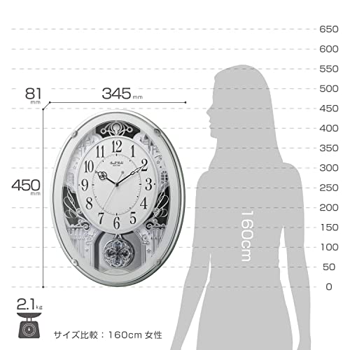 リズム(RHYTHM) 掛け時計 電波時計 アナログ スモールワールドプラウド 18曲 メロディ 振り子 緑 Small World 4MN523RH05_2