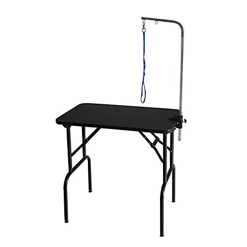 プチリュバンのトリミングテーブル Mサイズ 高さ75*78cm/アジャスター付/台面ブラック75*46cm/足ブラック/折畳機能 (BB75-78)