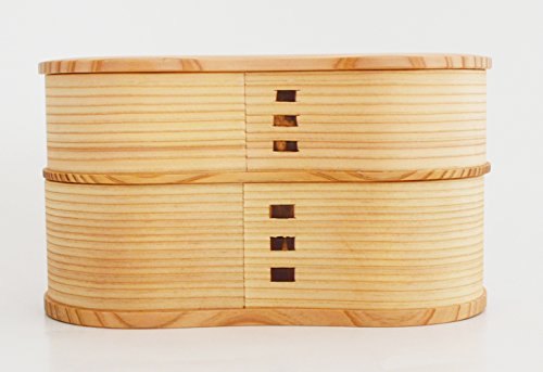 秋田杉 曲げわっぱ はんごう 弁当 横幅約17cm*奥行約9cm まげわっぱ 二段 2段 お弁当箱 日本製 2530_3