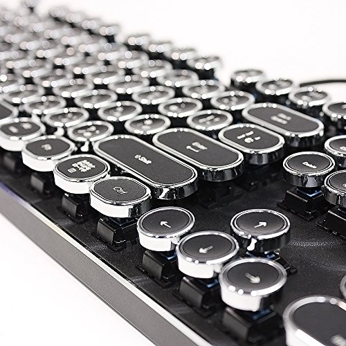 HKW タイプライター風メカニカルキーボード 青軸 104キー USB有線 日本語キーボード