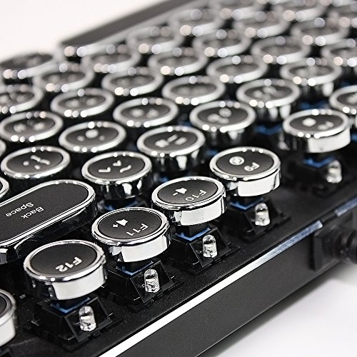 HKW タイプライター風メカニカルキーボード 青軸 104キー USB有線 日本語キーボード