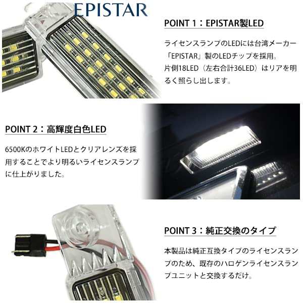 ハイエース 200系 ナンバー灯 LED 白 ランプ パーツ ライセンス 2個