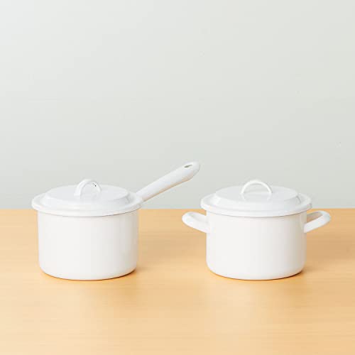 にちにち道具 野田琺瑯 両手鍋 キャセロール 蓋付 IH対応 日本製 ホワイト 14cm YN-W14の通販は