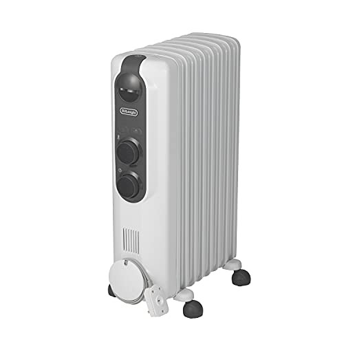 デロンギ(DeLonghi)アミカルド オイルヒーター 新L字型フラットフィン ピュアホワイト*ダークグレイ [8*10畳用] RHJ35M0812-DG