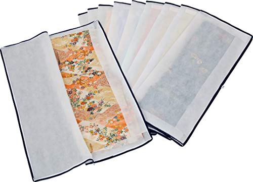 アストロ 着物収納ケース 3方開き 10枚組 窓なし 着物収納袋 通気性の良い不織布 ホコリや汚れから守る たとうし 浴衣 保管袋 ファスナー式 173-11