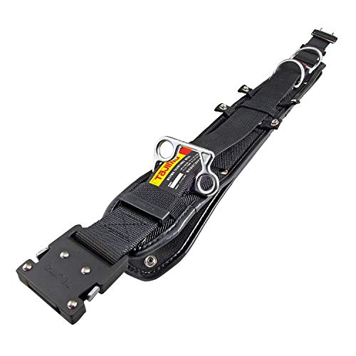 タジマ 新規格安全帯 ワークポジショニング用(柱上用)胴当てベルトフラットD2 胴ベルトワンタッチMサイズセット 伸縮調節器・ロープのフック・安全ブロック小フック掛けを省スペース化し