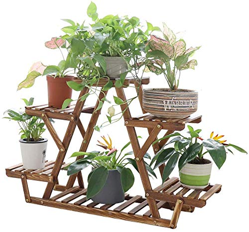 KRW フラワースタンド 木製 ガーデンラック 4段 ガーデニング 棚 高さ