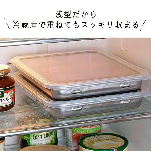 下村企販 バット フタ付き 保存容器 ワイド 2個組 【日本製】 ステンレス 浅型 漬け置き 下準備 1L 40748 燕三条の通販は