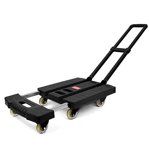 Paulele（パウレレ） 台車 折りたたみ式 軽量 静音 キャリーカートタイヤ大きい 360度 回転でき 防災グッズ避難 アウトドア 荷物運びに便利耐荷重：250kg ブラックの通販は 5,926円