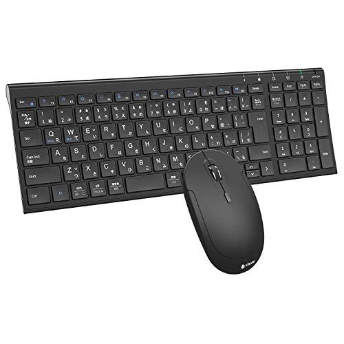 iClever キーボードワイヤレスキーボードマウスセット日本語配列 静音 超薄型 テンキー付き 無線2.4G キーボード マウス3段調節可能DPI 充電式 フルサイズ パソコンPC多機能対応Windows対応 IC-BK22C