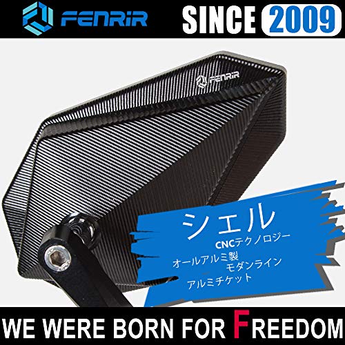 FENRIR ブラック オートバイ バイク バーエンドミラー バイク ミラー レトロ CNC アルミ にとって M6/M8 ネジ / ハンドルバー内径13-19MM 防眩 まぶしさを防ぐ 広角 防振設計 曲面率 R1200 車検対応 新_5