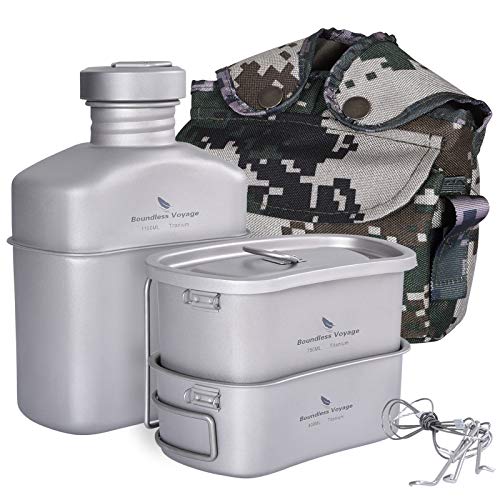 Boundless Voyage チタン ミリタリーキャンティーン チタンキャンティーン 飯ごう ハンゴウ兵式 クッカーセット メスキット