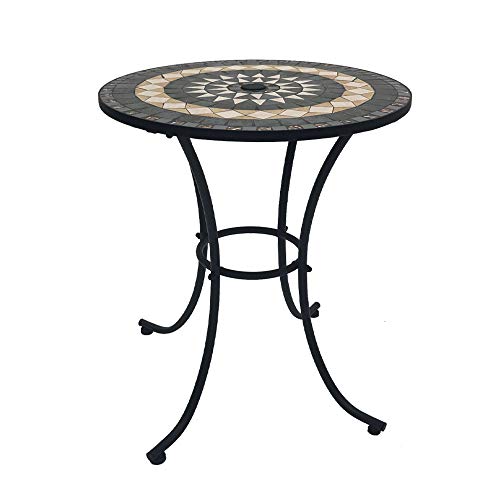 武田コーポレーション 【ガーデンテーブル・カフェテーブル・アイアン】 ブラウン 60*60*69.5* トゥインクルタイルテーブル TIR8-60TBK グレー/ブラックの通販は